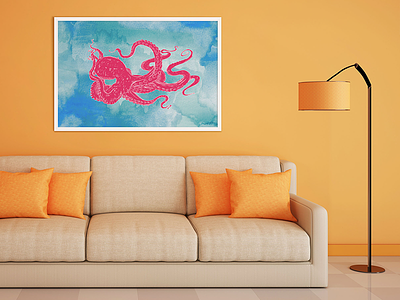 Sea Creatures: Octopus / Frame animal draw illustration ocean octopus pink sea tentacles vector