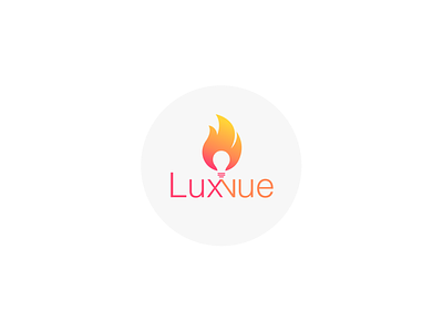 Luxvue branding bulb fire flame light logo negative