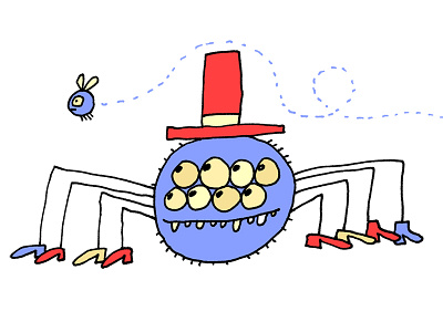 Spider and fly cartoon illustration illustrator