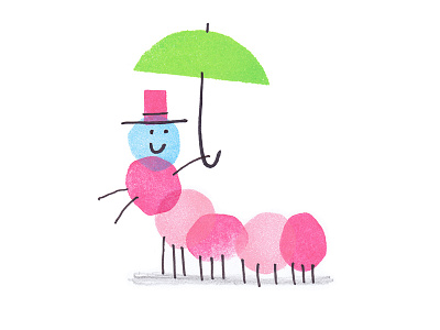 Umbrella bug illustration ink mono print umbrella