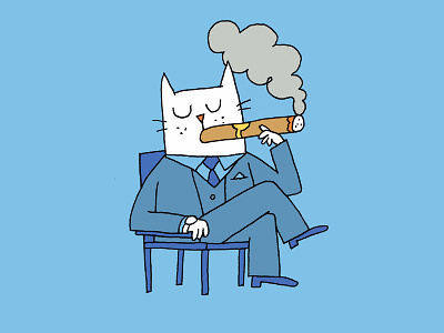 Big Business cartoon cat cigar suit