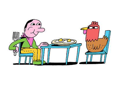 Sunny Side Up cartoon cartoons chicken eat egg food hen humor illustration illustrator