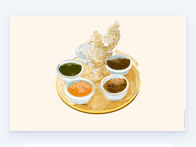 Indian traditional Dinner Thali set art design dinner food hotel illustration traditional art vector