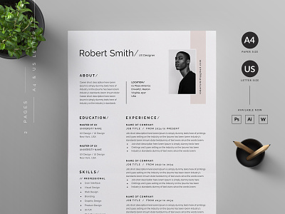 Resume/CV cover letter cv template design illustration logo professional resume us letter vector word