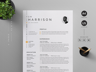 Resume/CV cover letter cv template design illustration logo professional resume us letter vector word