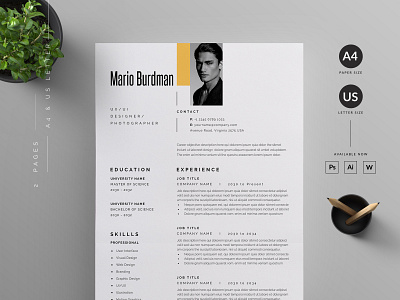 Resume/CV clean cv cover letter cv modern cv resume resume template word cv