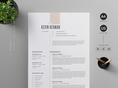 Resume/CV a4 clean resume cover letter cv modern resume resume us letter word cv