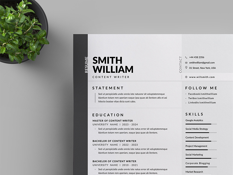 Resume/CV by Reuix Studio on Dribbble