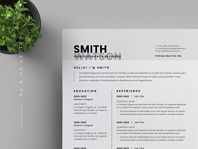 Resume/CV a4 branding business business letterhead clean corporate corporate identity cv template docx letterhead modern resume professional professional resume resume simple stationery us letter vector word word template