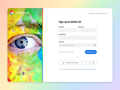 Adobe XD Playoff Design - Sign Up form UI