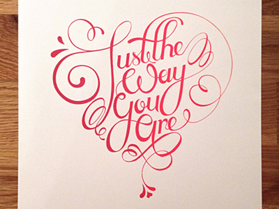 I like you... calligraphy flourishing heart lettering pink screen print script swashes swirls text typography valentine