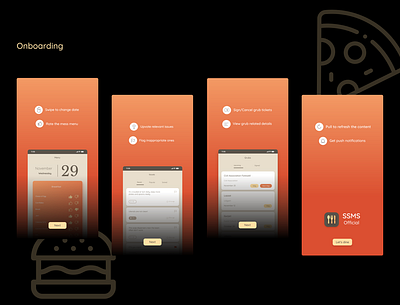 Onboarding - Food service application adobexd app design design food and drink food app onboarding onboarding screen onboarding ui orange