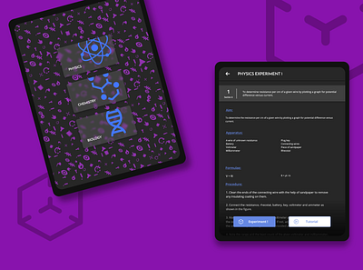AR Science Labs adobexd ar augmented reality biology blue chemistry client work design experiments freelance illustration inkscape ipad labs physics purple science science lab tablet vector