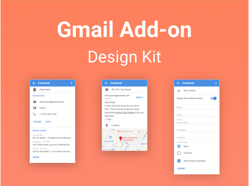Gmail Addon Design Kit sketch library design system google g suite design kit addon gmail