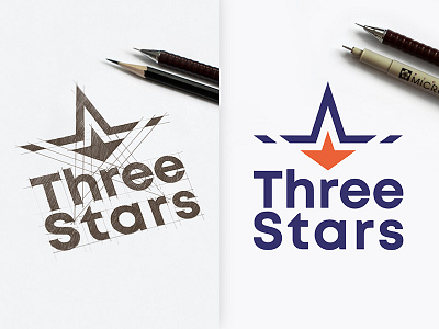 Three Stars Design Logo brainyworksgraphics brand design drawinglogo graphicdesign handdrawn handmade inspiration logo logodesign tree stars vectorgraphics vectors