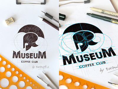 MuseuM coffee club artworks brainyworksgraphics brand design designideas drawinglogo graphicdesign handdrawn handmade helmetlogo inspiration logo logodesign vectorgraphics