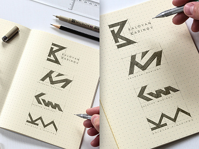 KM Kaloyan Marinov Design Logos Sketchbook brainyworksgraphics brand design drawinglogo graphicdesign handdrawn handmade logo logodesign typography