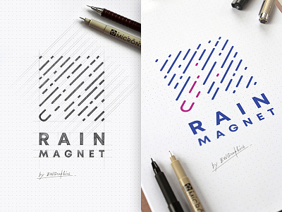 Rain Magnet Logo Design brainyworksgraphics brand design drawinglogo handdrawn handmade logo logodesign rainmagnet vector vectorgraphics