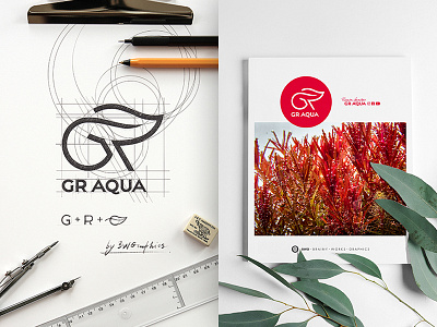 GR AQUA Design Logo aquascaping logo brainy works graphics branding clipboard pencil sketch creative logo digital art gr aqua graphic design handmade logo inspiration logo nature aquarium logo we all love art