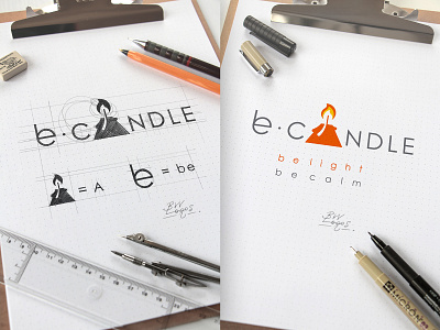 "BE CANDLE" - Handmade Logo - Candle Concept