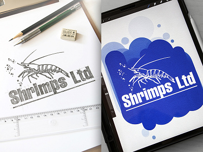 Shrimps Ltd Design Logo brainyworksgraphics brand design drawinglogo graphicdesign handdrawn handmade illustration logo logodesign shrimpsltd vector vectorgraphics