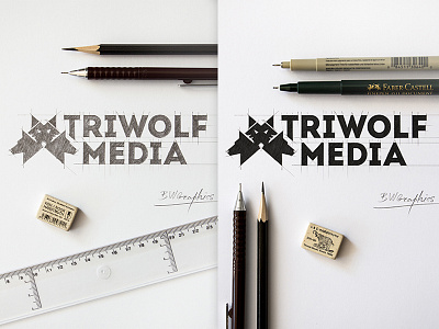 TRIWOLF Media Design Logo brainyworksgraphics brand design drawinglogo graphicdesign handdrawn handmade inspiration logo logodesign