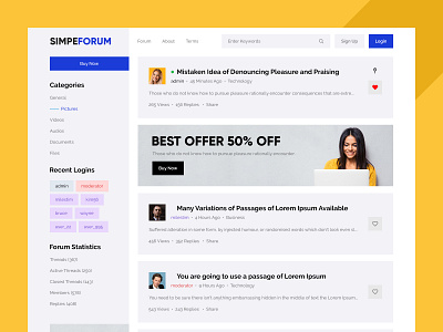 SimpleForum - Redesign Concept community community forum community ui design design inpiration forum design forum ui forum ui ux forum web design ui ui design ui inspiration ui ux web design