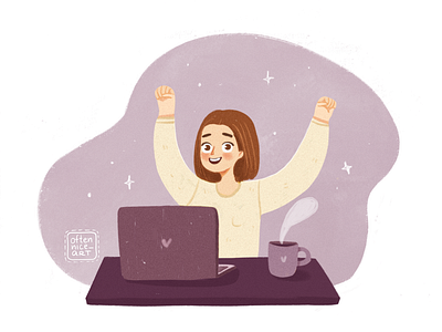 Yay! - A happy girl at a laptop