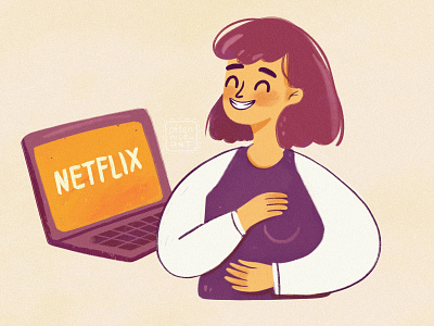 Time for a Comedy branding character character design comedy design digital art editorial illustration female flat free time girl girl character grain illustration laughing netflix self care spot illustration watching woman