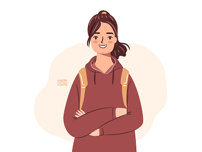 Happy teenager with acne acne branding character character design confident design flat girl happy illustration illustrator pimple school skin smiling student teen teenager vector young