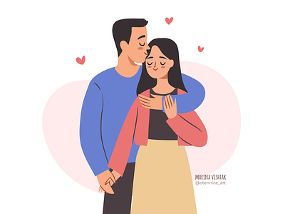 Couple in love character couple cute date design embrace flat girl hand drawn heart illustration kiss love man people relatioship romantic vector woman