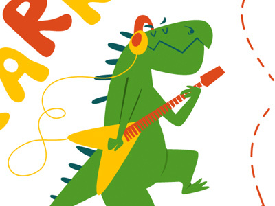 Have a great Day adobeillustration dinosaur guitar illustration musik vector