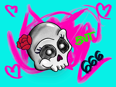 Sweetheart but 666 art illustration procreate quarantine skull