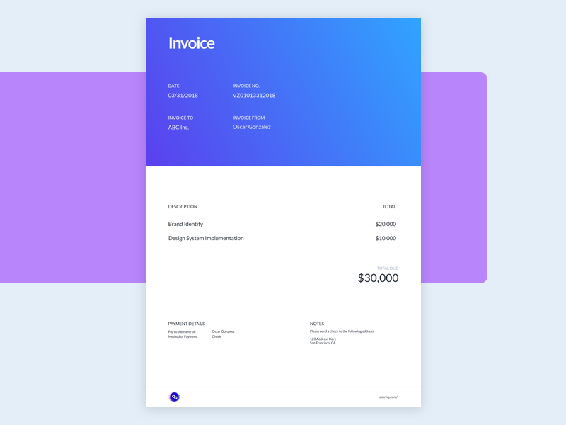 New Invoice design invoice branding