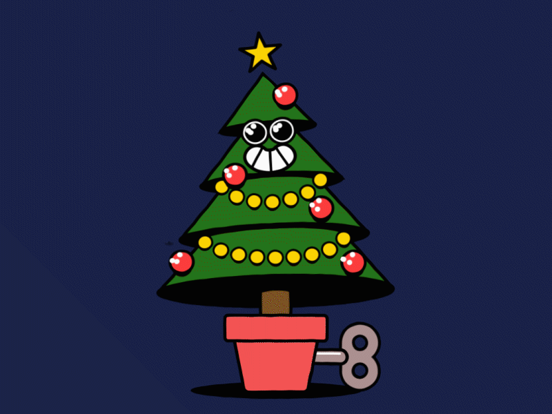 Merry christmas! 2d animation christmas design gif loop motion padubs retro tree vintage