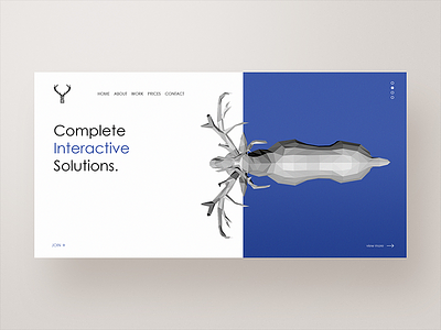 Complete Interactive Solutions. 3d adobexd blue cinema 4d clean deer design interactive logo minimalist profile ui web webdesign website