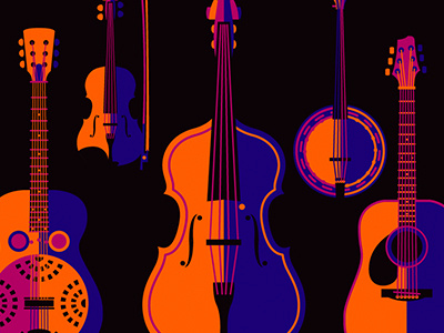 Music banjo bass color design fiddle graphics guitar illustration instruments music violin