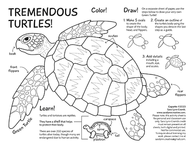 Tremendous Turtles nature activity sheet activity animal childrens coloring illustration line art nature sciart turtles wildlife world turtle day