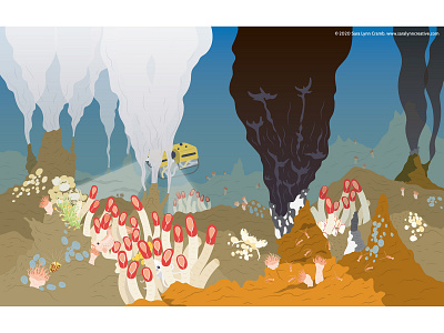 Deep Sea Thermal Vents childrens publishing deep sea deep sea creatures educational educational illustration illustration kidlitart nonfiction sciart thermal vent vector wildlife