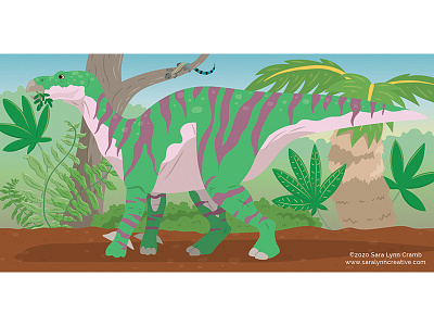 Iguanodon activity book childrens publishing colorful dinoart dinosaur educational illustration illustration kidlitart natural science nonfiction paleoart sciart stripes vector