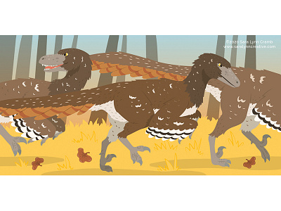 Raptors in Autumn activity book childrens publishing dinosaur educational illustration illustration kidlitart natural science nonfiction paleoart sciart vector velociraptor