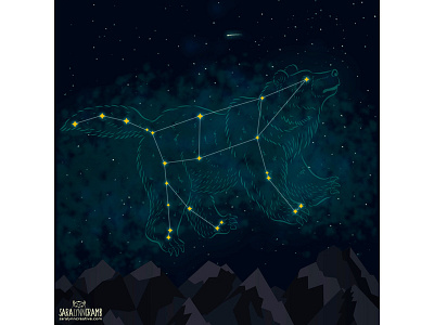 Ursa Major Illustration bear constellation digitalart digitalillustration illustration kidlitart mountains nightsky stars ursamajor vectorart vectorillustration