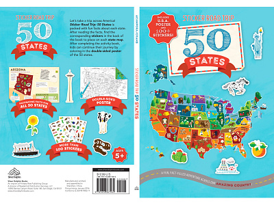 Sticker Road Trip: 50 States Cover 50 states activity book landmarks map road trip state park stickers travel united states usa vacation vector