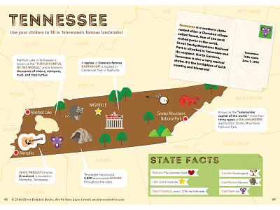 Tennessee Map 50 states activity book map road trip state map stickers tennessee travel united states usa vector