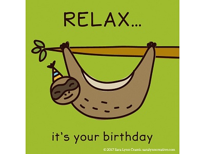 Quirky Animal Birthday Card illustrations-Sloth