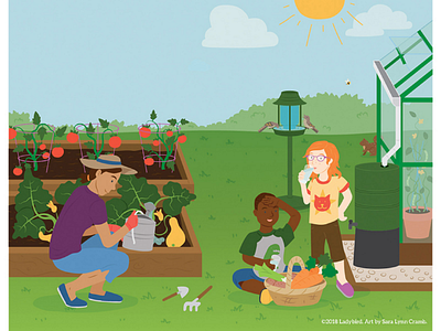 Gardening on a warm day childerens book illustration digital art digital illustration garden gardening kidlitart kids plants summer vector vegetables