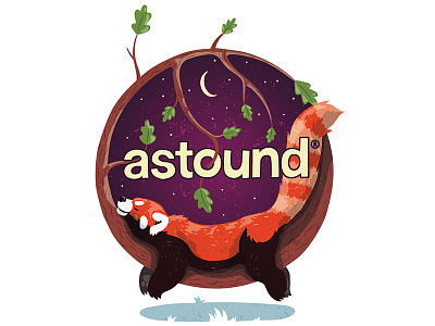 Reimagined Astound logo with red panda animals branding cute cute animal illustration logo napping red panda vector wildlife