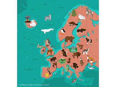 Animal map of Europe animals atlas childrens publishing colorful europe illustration kidlitart map wildlife
