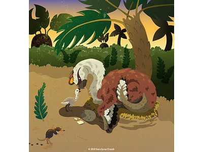 Oviraptor mom with hatchling