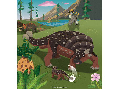 Proud Ankylosaur parent animals ankylosaur childrens publishing cretaceous dinosaur dinosaurs illustration kidlitart parent prehistoric sunrise
